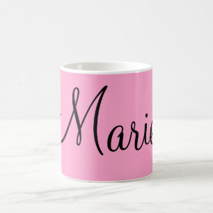 Taza De Café simple minimal rosa claro añade tu nombre femenino