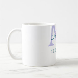 Taza De Café simple mínimo añadir nombre monograma púrpura fech