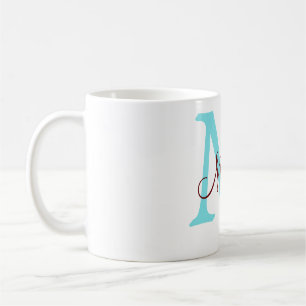 Taza De Café simple mínimo añadir nombre monograma rojo rosado
