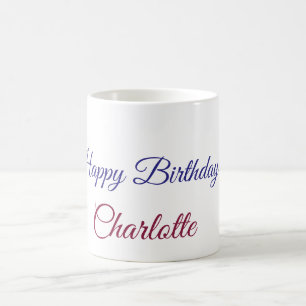 Taza De Café SIMPLE MÍNIMO.CUTIE AGREGAR NOMBRE BEBÉ feliz cump