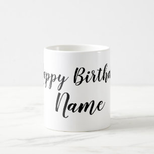 Taza De Café simple mínimo feliz cumpleaños agregar la tarjeta 