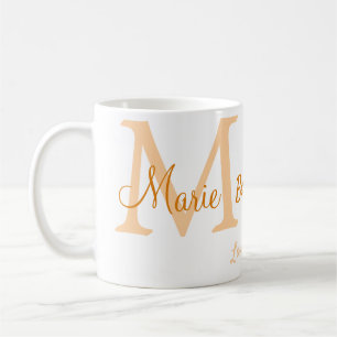 Taza De Café simple mínimo mejor Abuela jamás naranja monograma