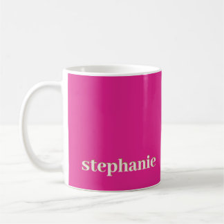Taza De Café Simple Mínimo Personalizado Magenta Rosa Caliente