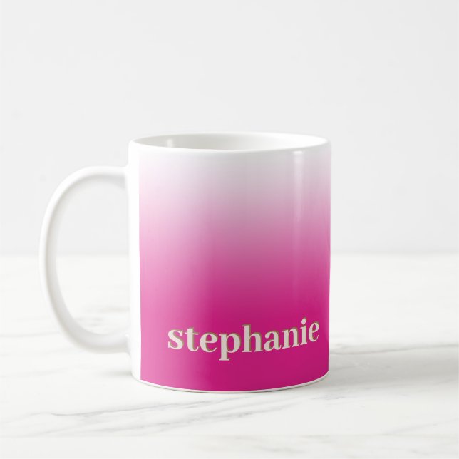 Taza De Café Simple Mínimo Personalizado Ombre Magenta Rosa Cal (Izquierda)