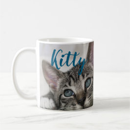 Taza De Café Simple Moderno Nombre de Gato Personalizado y Foto