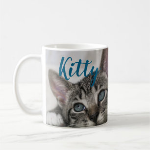 Taza De Café Simple Moderno Nombre de Gato Personalizado y Foto