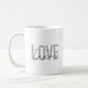 Taza De Café Simple, moderno, urbano, genial diseño Amor Texas