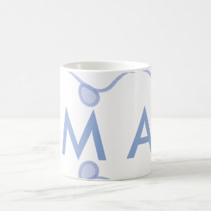 Taza De Café Simple monograma añade tu nombre letra hoja azul