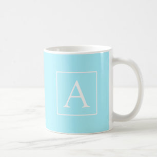 Taza De Café Simple Monograma Azul Cielo