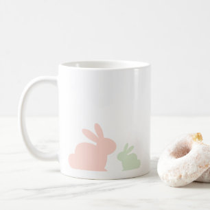 Taza De Café Simple Pastel Mamá e Hijo Conejo