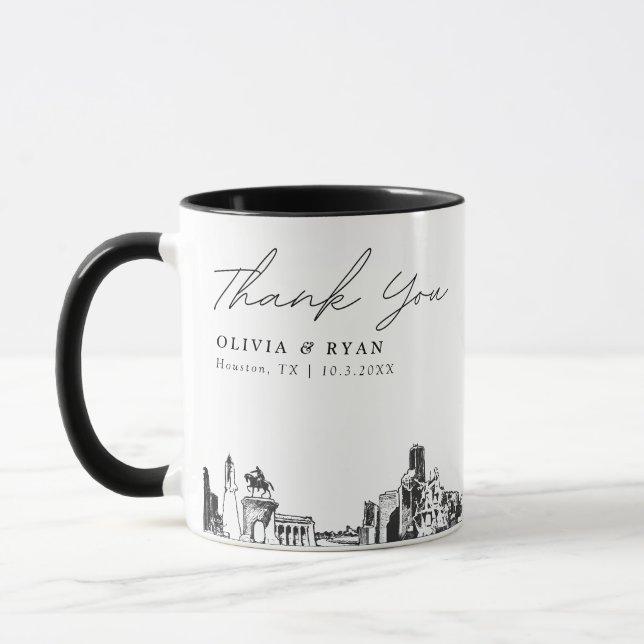 Taza de café simple personalizada para boda en Hou (Izquierda)