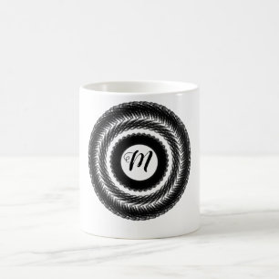 Taza De Café simple personalizado BLACK mandala monograma añada