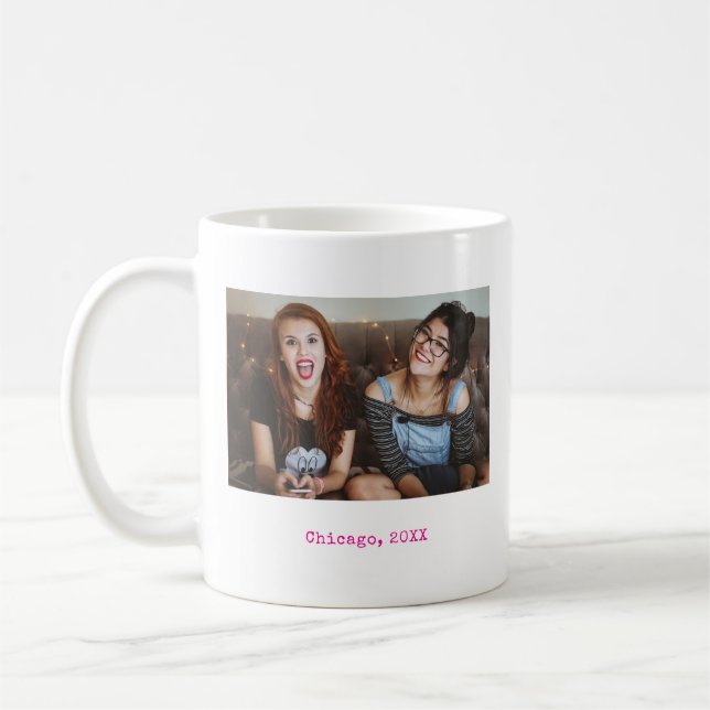 Taza De Café Simple Pink Minimalist Photo Text Keepsake (Izquierda)