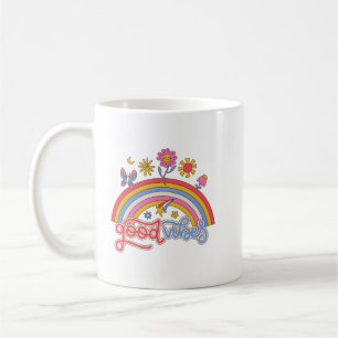 Taza De Café Simple Positividad Jugadora Flor Arcoiris Retro