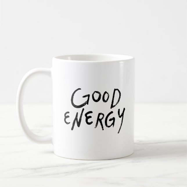 Taza De Café Simple Positivity Minimalist Good Energy Bold  (Izquierda)