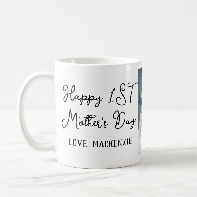 Taza De Café Simple primer día de la madre regalo tres Collages (Izquierda)