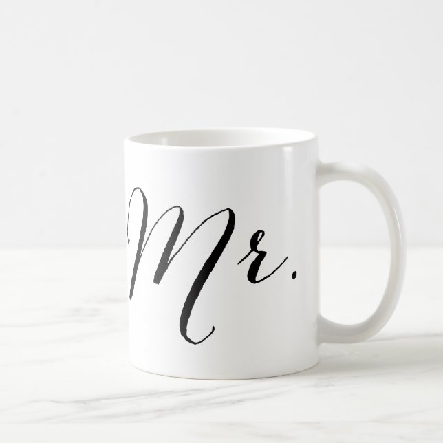 Taza De Café Simple regalo Mr. Script Elegante y moderno Groom  (Derecha)