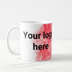 Taza De Café Simple rojo acuarela agregue su logotipo texto per