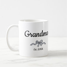 Taza De Café Simple Script Bow Grandma Est. Year