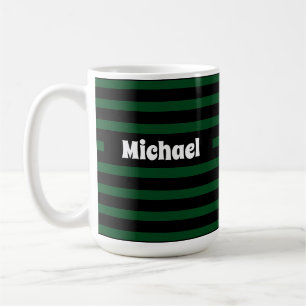 Taza De Café Simple Strik Dark Green y Black Custom Name