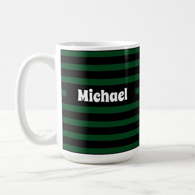 Taza De Café Simple Strik Dark Green y Black Custom Name (Izquierda)
