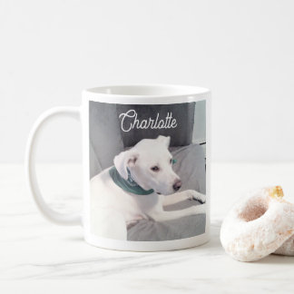 Taza De Café Simple y lindo cachorro blanco Foto Agregar nombre