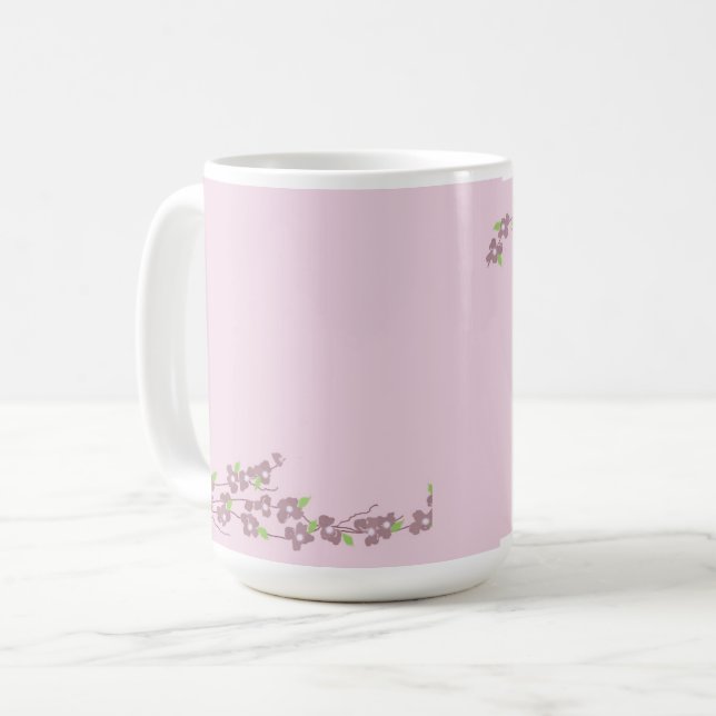 Taza De Café Simplemente Flores Rosadas (Anverso izquierdo)