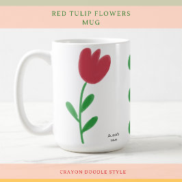 Taza De Café Simplemente Hermosos Tulipanes Rojos Flores Sobre