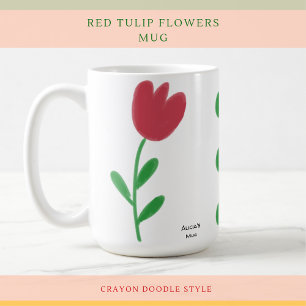 Taza De Café Simplemente Hermosos Tulipanes Rojos Flores Sobre 