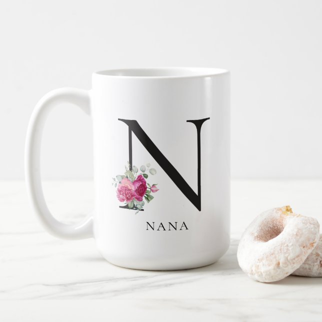 Taza De Café Simplemente Moda dulce Peonies Nana 15oz café Mug (Con donut)