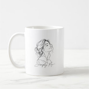 Taza De Café Simplemente Yo – Arte de Línea de Mujer Elegante
