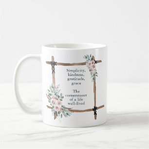 Taza De Café Simplicidad, amabilidad, gratitud, gracia Vibe Boh