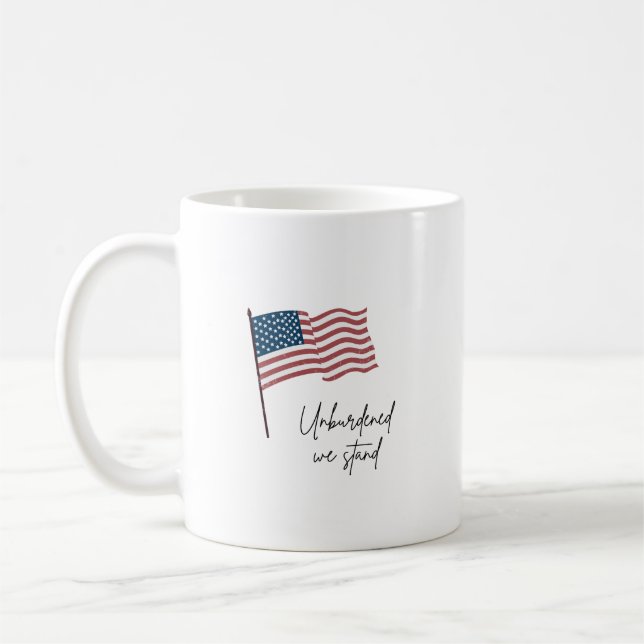 TAZA DE CAFÉ SIN CARGA, ESTAMOS CON LA BANDERA ESTADOUNIDENSE (Izquierda)