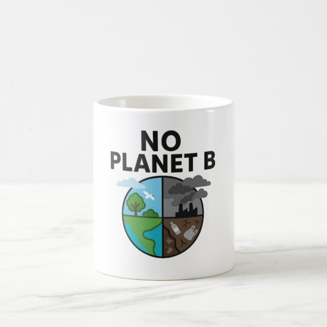 Taza De Café Sin planeta B con arte de conciencia ambiental (Centro)