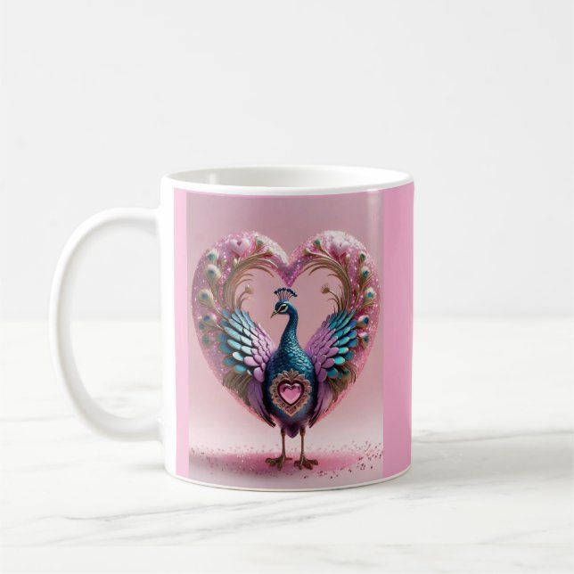 Taza De Café "Sincera elegancia: Perro de pavo real rosa" (Izquierda)