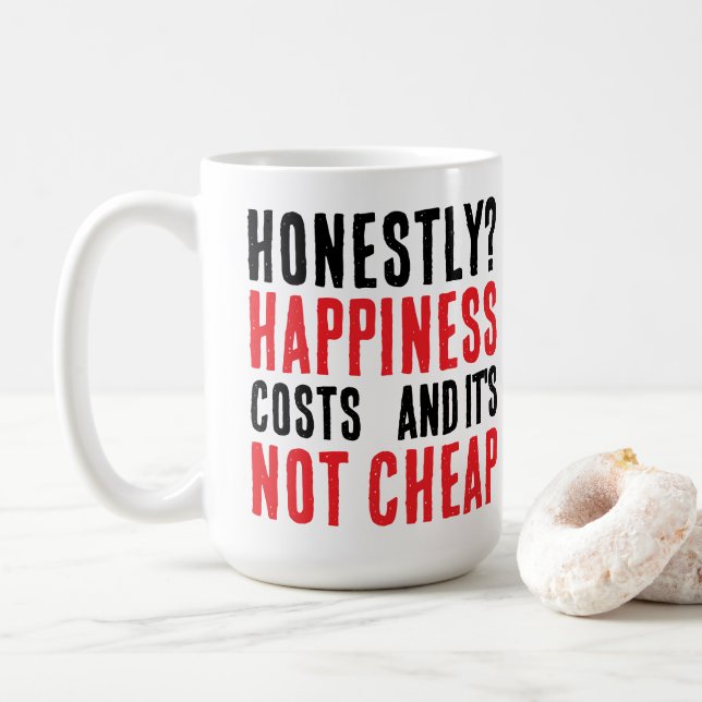 Taza De Café Sincera frase sobre la felicidad (Con donut)