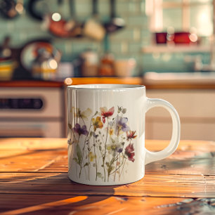 Taza De Café Sinfonía de flores silvestres: arte acuático vibra
