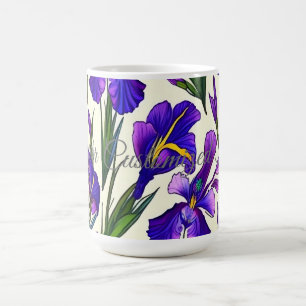 Taza De Café Sinfonía de Jardín: Patrón Floral Iris