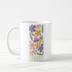 Taza De Café sinfonía de la naturaleza flor retro minimalista c