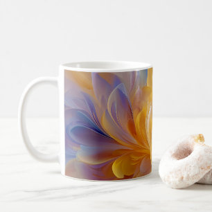 Taza De Café Sinfonía dorada de pétalos abstractos en flor