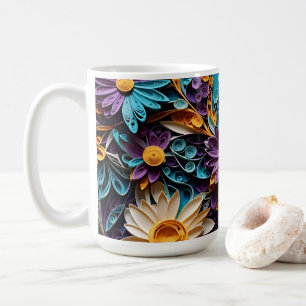Taza De Café Sinfonía floral: Arte de papel quillado