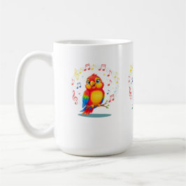Taza De Café **Singing Parrot – Cute Parrot Singing Illustratio