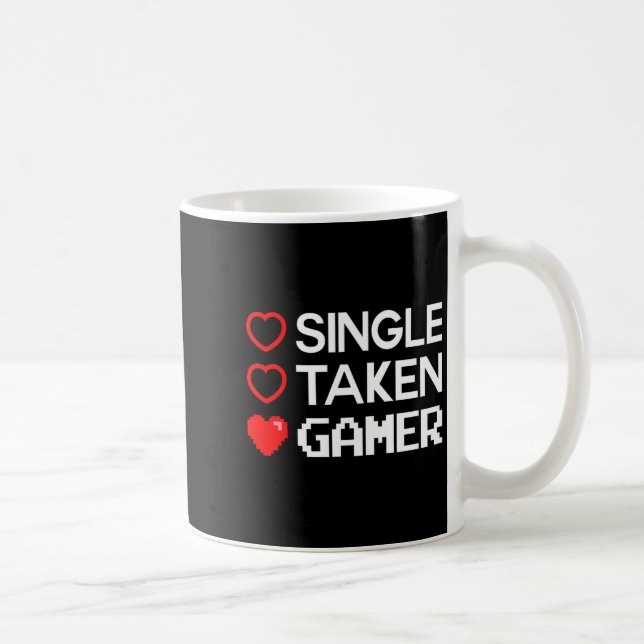 Taza De Café Single Taken Gamer Valentines Day Gaming Heart Fun (Derecha)