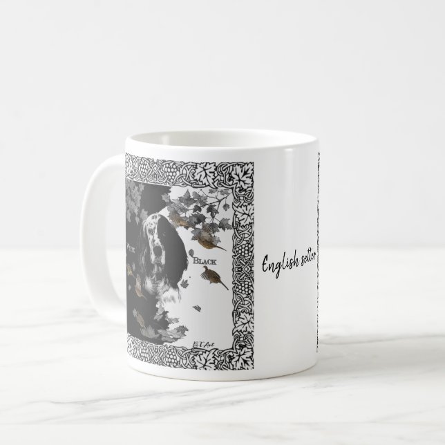 Taza De Café Sintetizador de inglés blanco y negro (Anverso izquierdo)