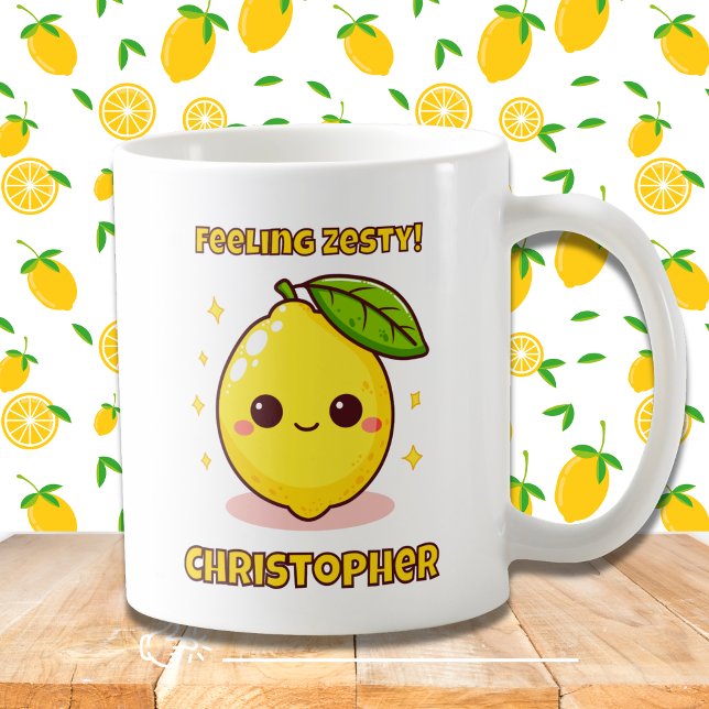 Taza De Café Sintiendo Zesty Cute Kawaii Lemon personalizado (Subido por el creador)