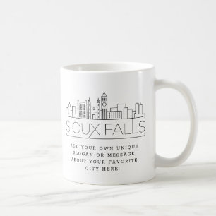 Taza De Café Sioux Falls Estilizada Línea De Esquina   Lema Pe