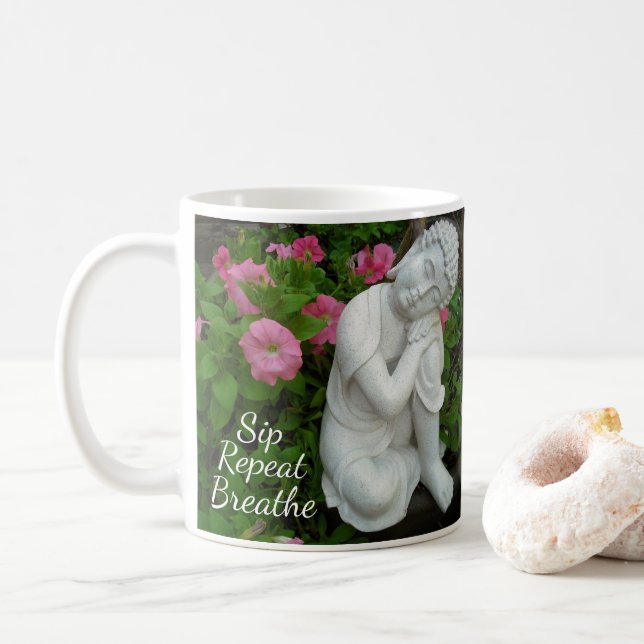 Taza De Café Sip Breathe Repeat Mug – Mindful Affirmation Cup (Con donut)