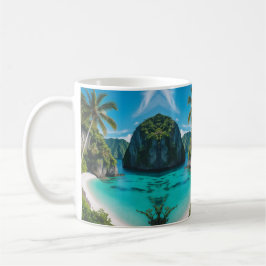 Taza De Café "Sip into Paraíso: Escape de la bruma tropical"