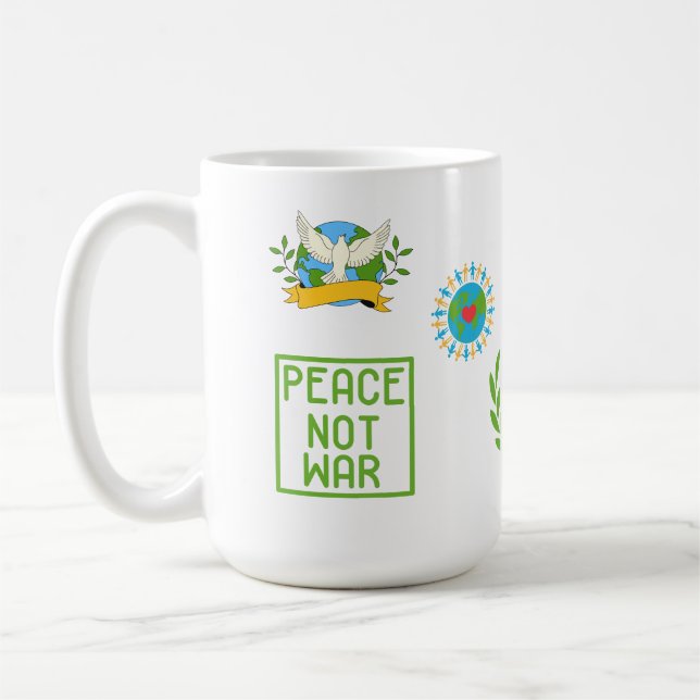 TAZA DE CAFÉ  SIP OF PEACE,NOT WAR  15OZ CERAMIC MUG (Izquierda)