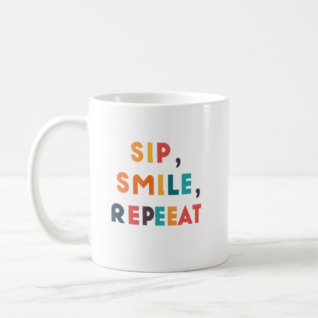 Taza De Café Sip, Sonrisa, Repetir - Diseños clásicos de música (Izquierda)